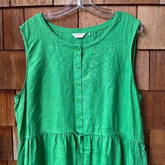EUC GORMAN Australia Kelly Green Linen Sleeveless Tiered Dress in Women's 2X - Picture 4 of 11